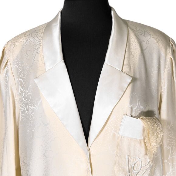 Vtg Valentino Intimo Womens Dressy Nightgown Beige Floral Lace Midi Length Sz XL - Picture 5 of 10